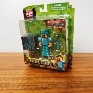 Minecraft Overworld Steve Action Figure with Diamond Armor - Teal